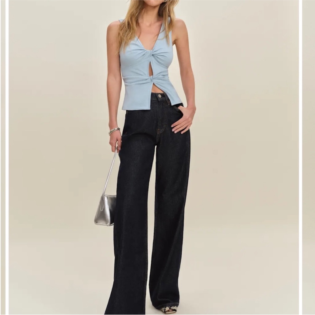 Reformation Tefi Top In Mineral Blue - Size S